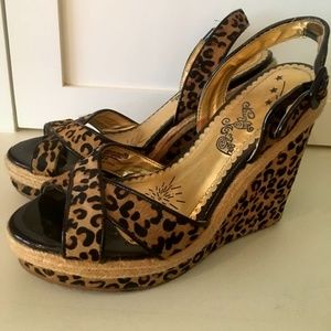 Naughty Monkey leopard print wedges size 8.5